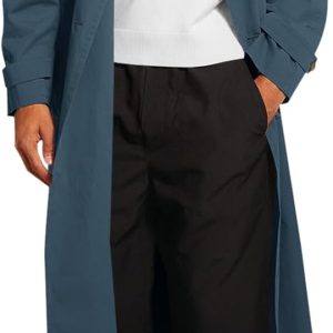 Mens Trench Coat Double Breasted Belted Windbreaker Jackets Lapel Lightweight Long Jacket Casual Overcoat
