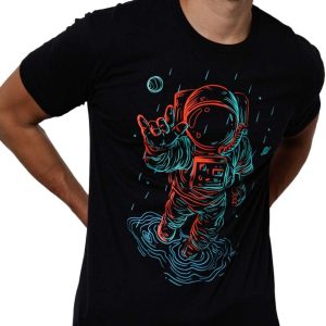 Men's Black Printed Plus Size T-Shirt