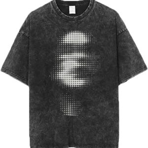 Men's Retro Loose-Fitting T-Shirt, Hip Hop & Rapper Print Acid Wash Top