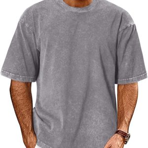 Men's Loose-fitting Short-sleeved Retro Washed Basic Loose Plus Size T-shirt