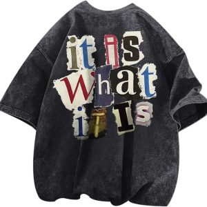 Men's Fun Letter Print Street Style Rapper Casual Plus Size T-shirt